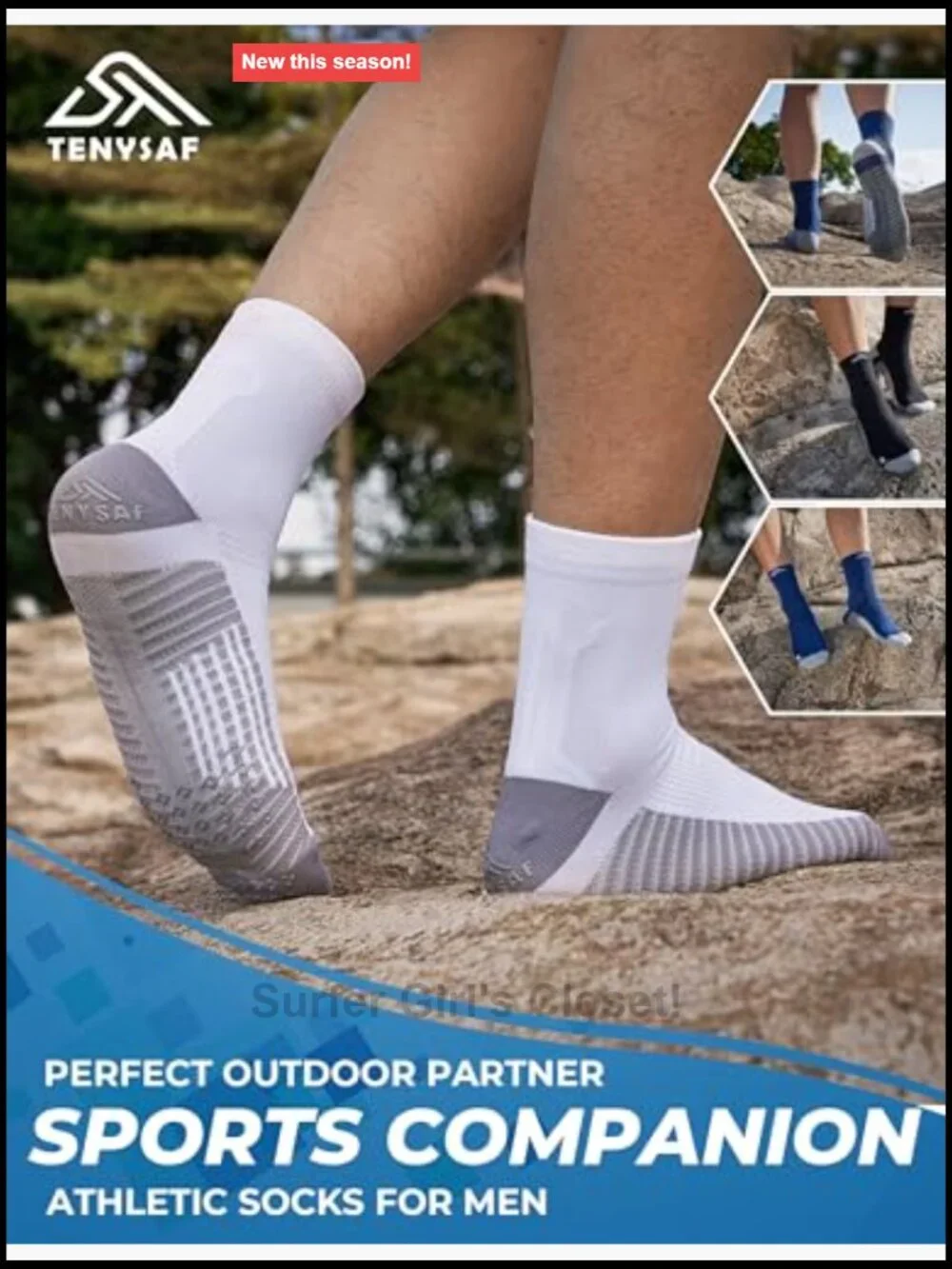 3 Pairs Compression Running Socks - Non-Slip Athletic Socks for Men